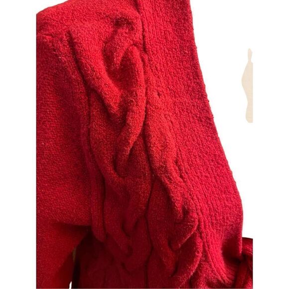 Inc International Concepts Red Cable Knit Cardigan with Tie at Chest Size X-Larg - Picture 8 of 11